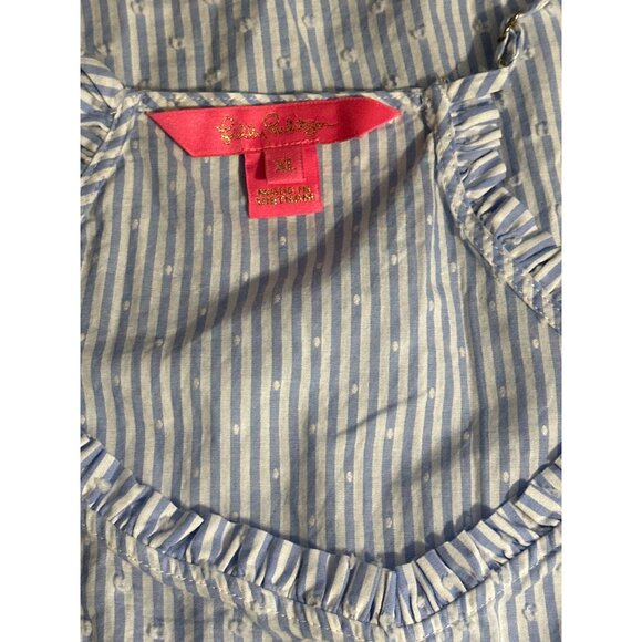 Lilly Pulitzer Blue & White Striped Ruffle Trim Tank Top XL - Picture 5 of 5